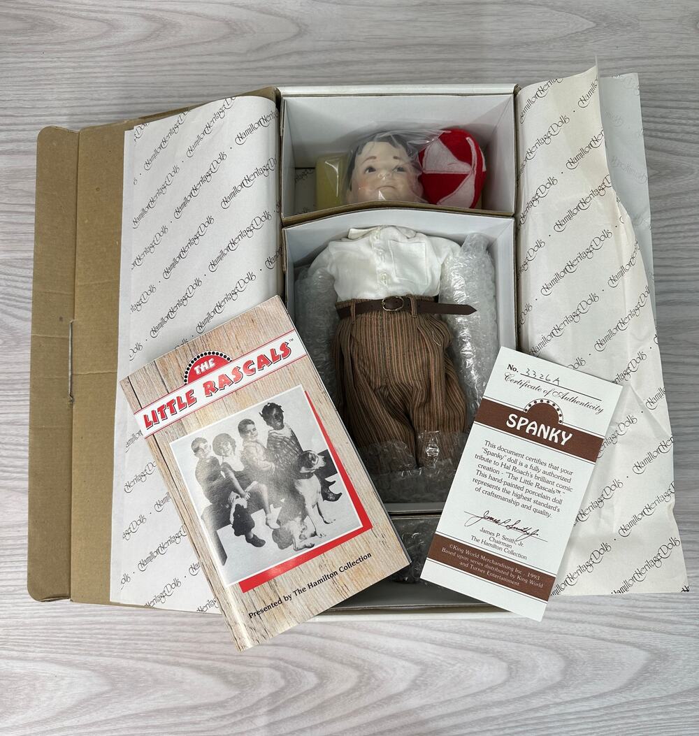 Hamilton Collection Spanky Little Rascals Porcelain Doll COA Box Nostalgiacore
